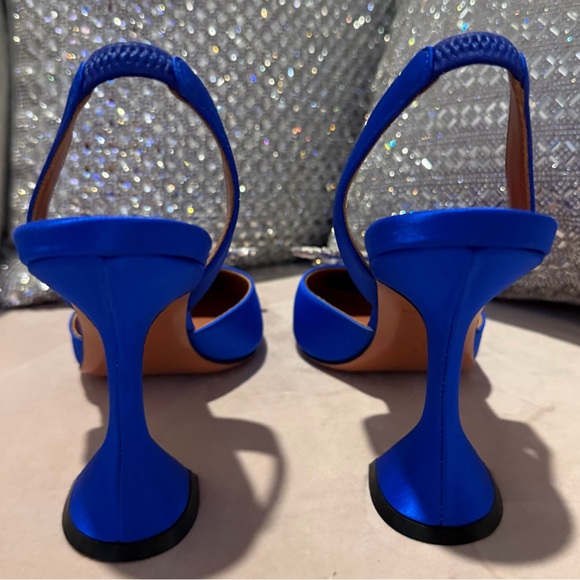 Amina Muaddi Begum Blue Heels with Crystal Embellishments - Picture 6 of 7